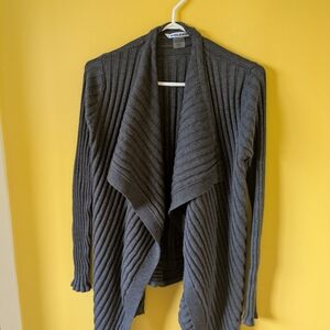 Nygard Gray Ribbed Open Front Sweater